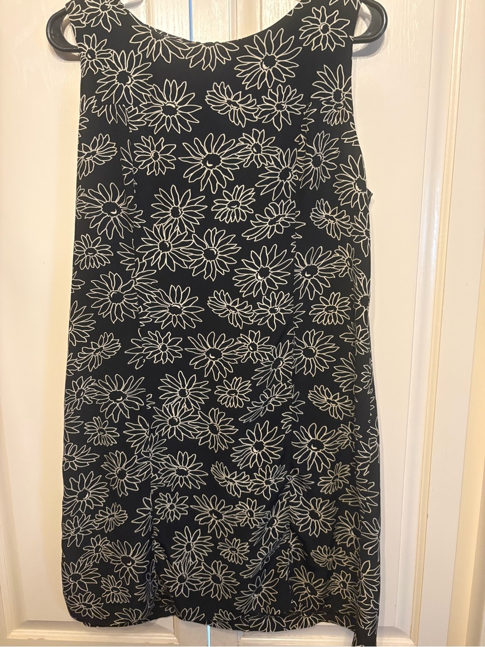 Black Daisy-Print A-Line Dress